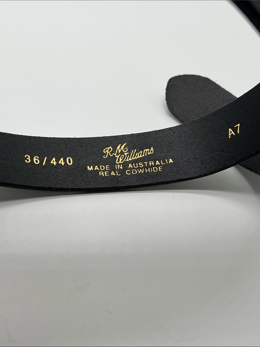 RM Williams Jerrawa Belt Black Cowhide Leather Size 36 /440 Made In Australia - Picture 5 of 11